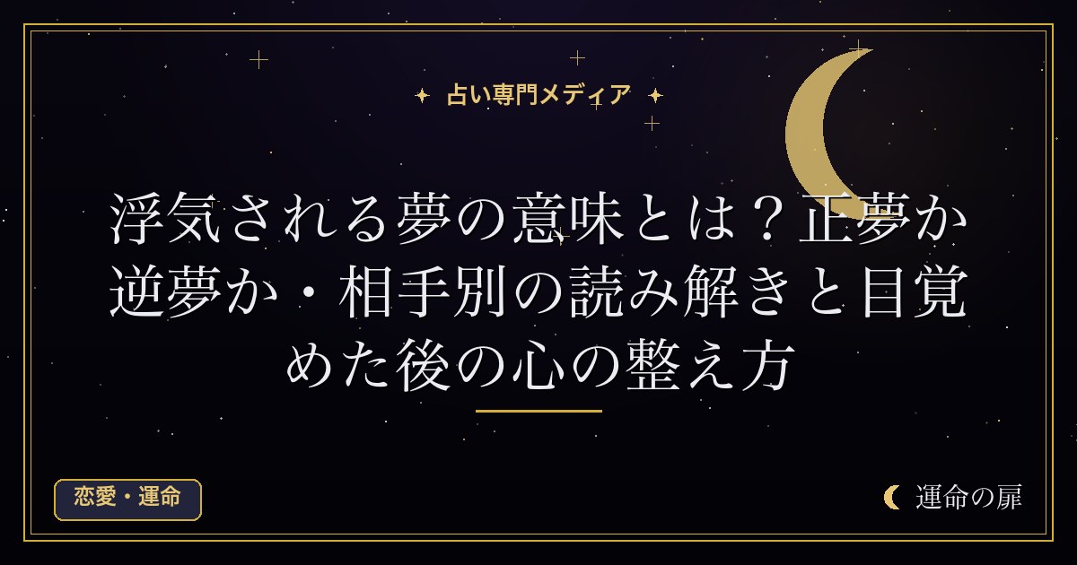 浮気される夢の意味とは？正夢か逆夢か・相手別の読み解きと目覚めた後の心の整え方